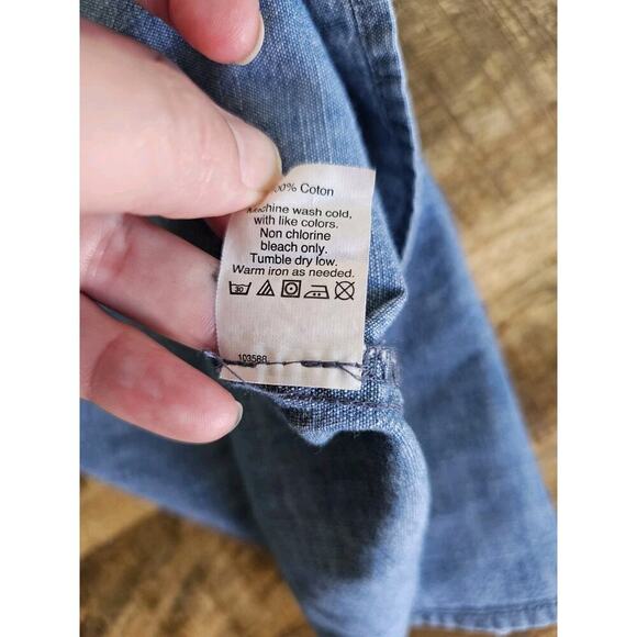 J. Crew Chambray 3/4 Length Ruffle Flare Dress Women's Size 0 Shift Coastal - Picture 11 of 11